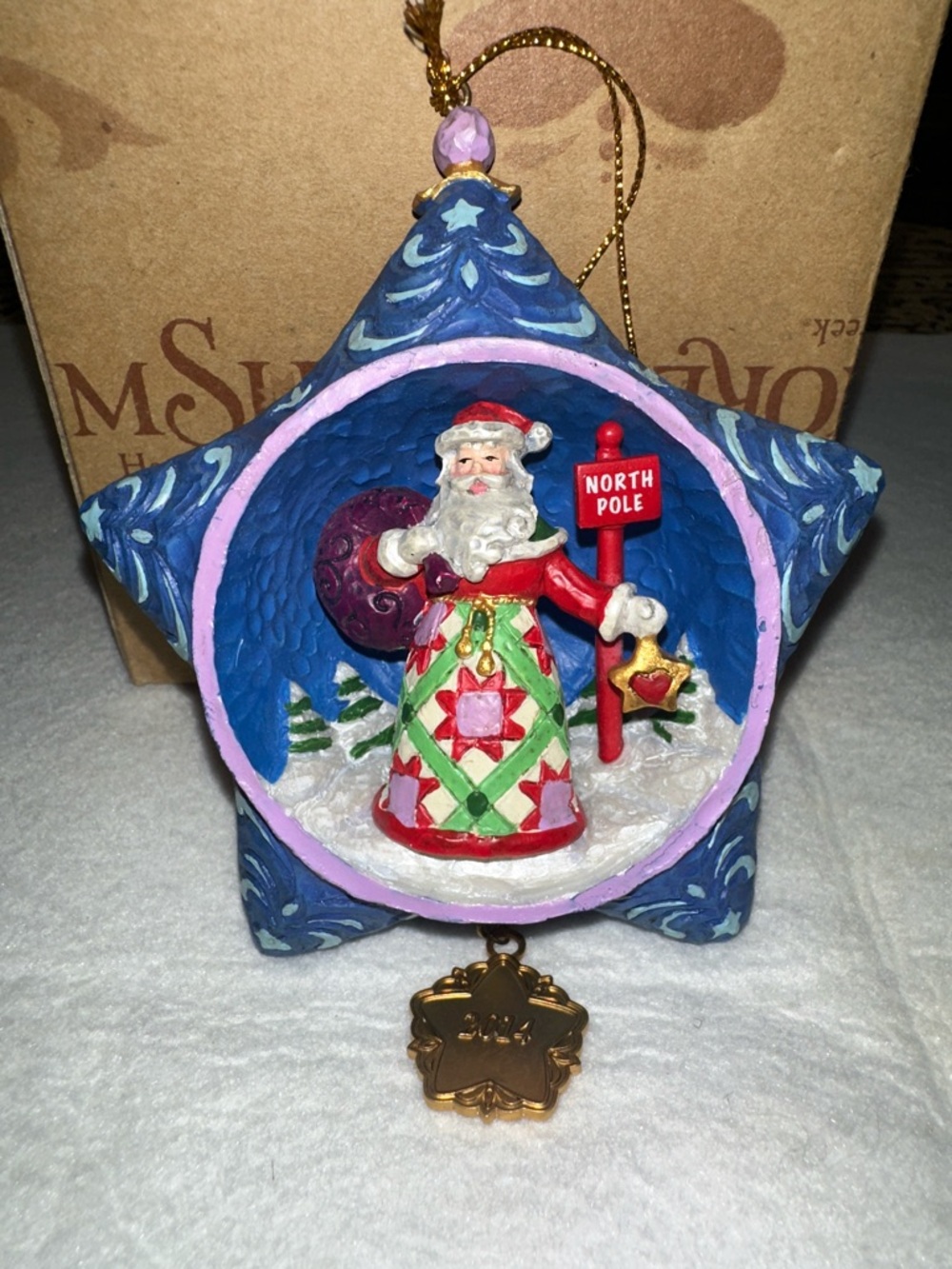 2014 Jim Shore Star Santa Ornament - Blue, Red, Green & Pink